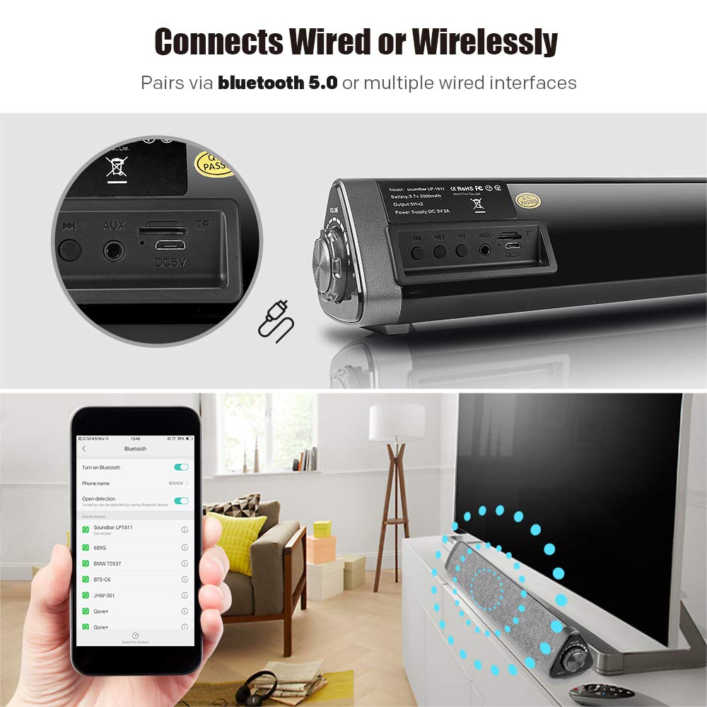 Bluetooth wireless speaker with remote TF card Home theater speaker supports surround speakers for TV / PC / phone / tablet