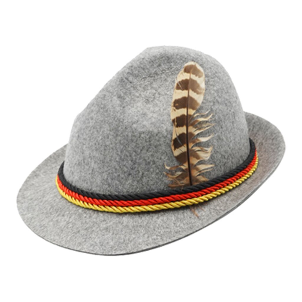 Oktoberfest Hat German Bavarian Fedora Hats Party Costume Accessories for Party, Wedding,: Light Gray