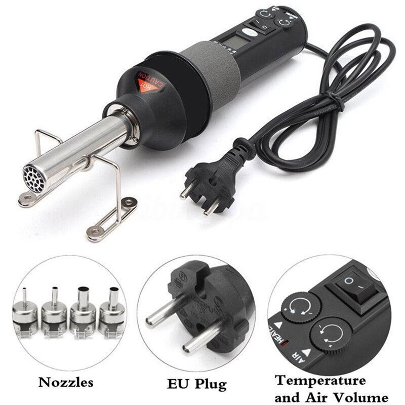 Prise ue, Gj-8018Lcd 220V 450W degré réglable électronique chaleur Air dessouder Station de soudure + fer à souder électrique