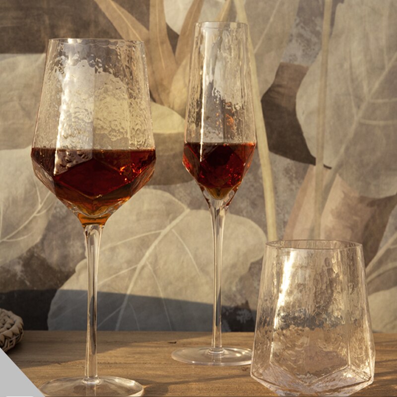 Verre à vin rouge de luxe léger en forme de diamant, gobelet sans plomb, verre à Champagne, verre à whisky