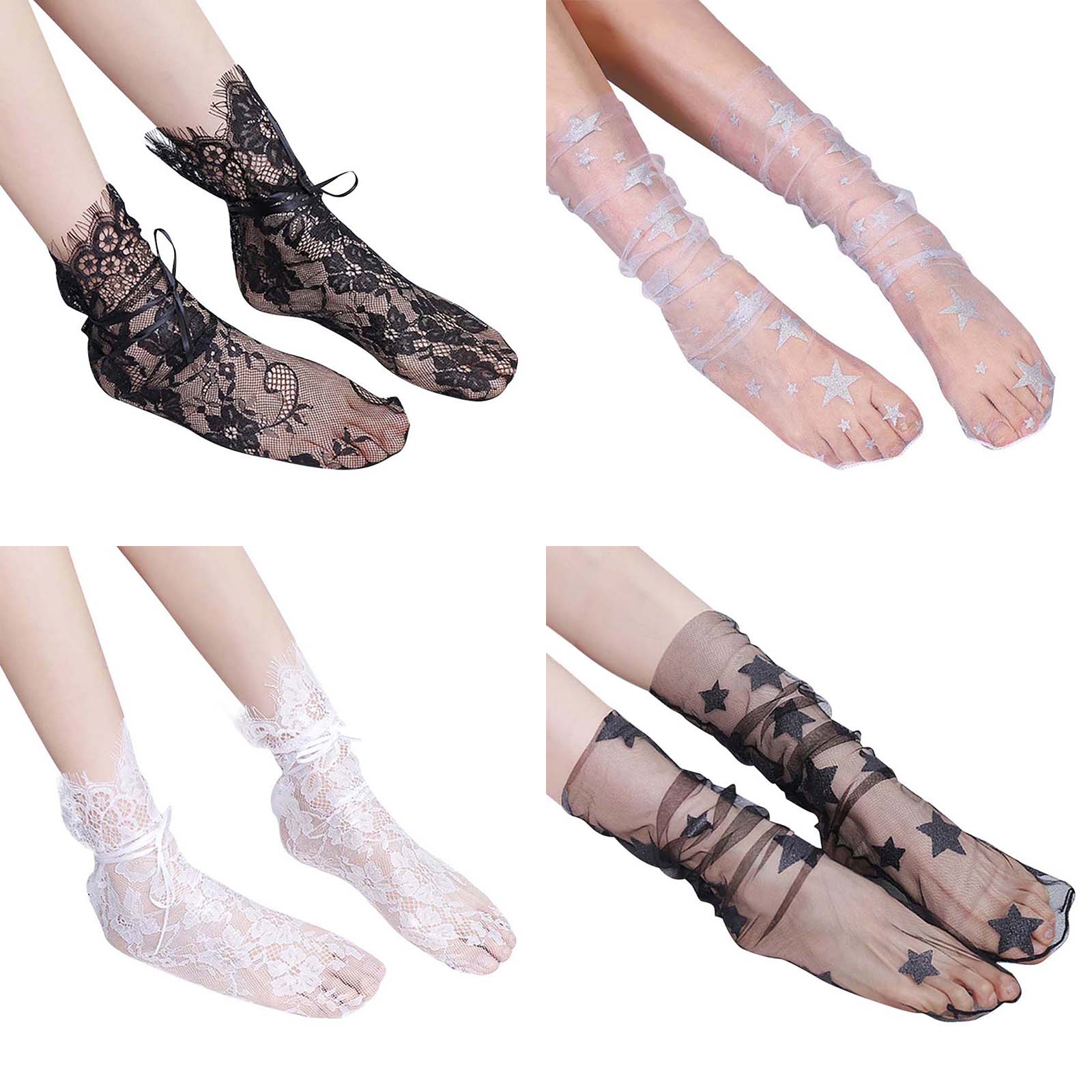 Frauen funkeln verlieren schier Tüll Socken transparent Glänzenden Stern Gittergewebe schlapp Socken Sommer Spitze Strumpfwaren Accessoires