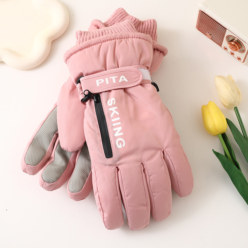 Guantes deportivos de invierno, guantes de esquí táctiles antideslizantes, bolsillo impermeable, accesorios de Snowboard, guantes cálidos para hombres y mujeres, mitones: Blanco