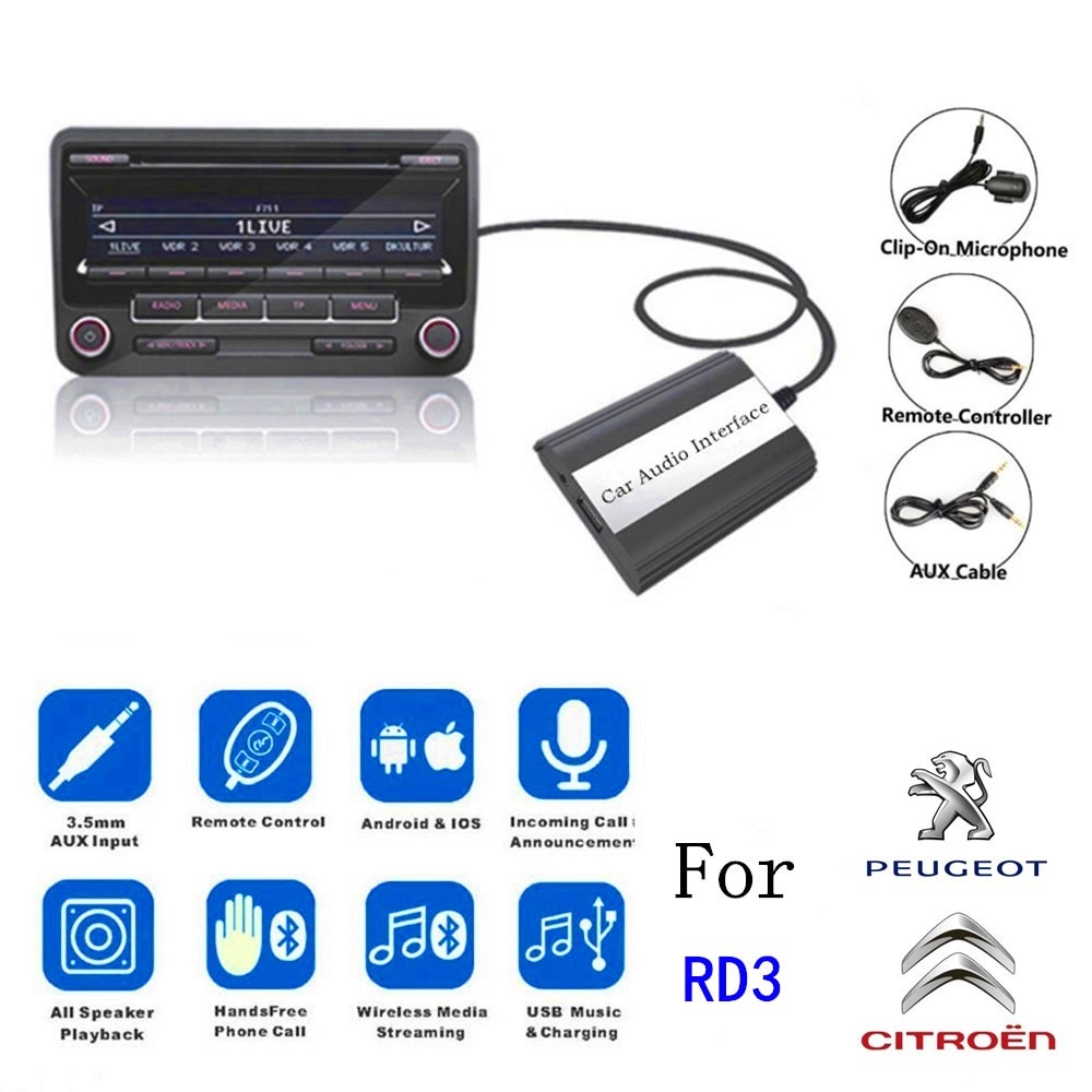 DOXINGYE-adaptateur changeur de CD numérique | Autoradio, USB, Bluetooth, mains libres, Kit pour RD3 Peugeot CITROEN 8PIN