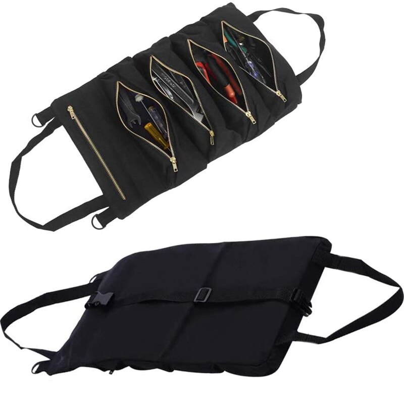 Multi-Purpose Tool Roll Up Tas Moersleutel Roll Pouch Canvas Tool Auto Ehbo-kit Opknoping Tool Rits Carrier tote