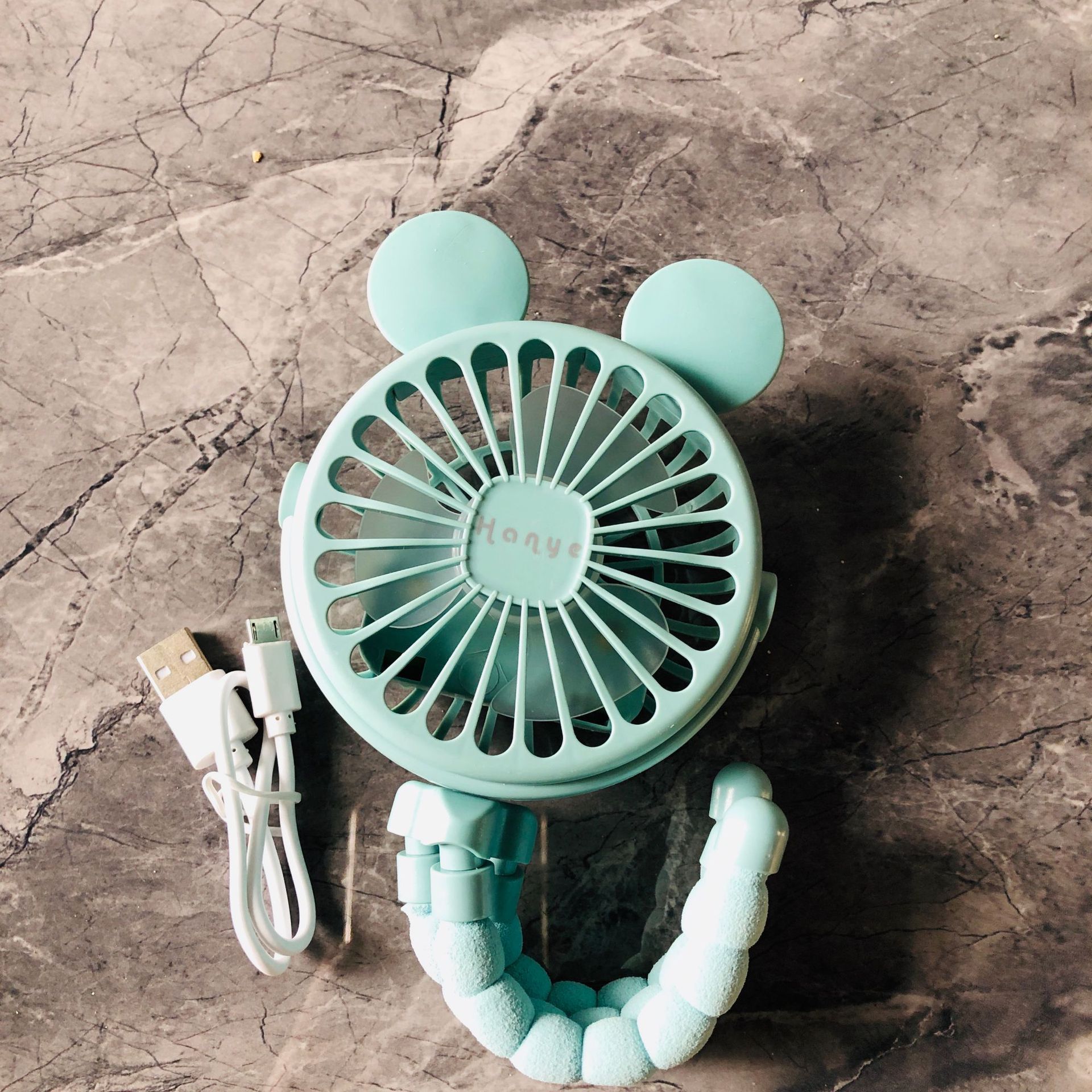 Stroller fan, stroller fan, portable outdoor fan, clip-on baby fan , 600 mah usb rechargeable handheld home electric fan, 3- speeds, summer: Silver