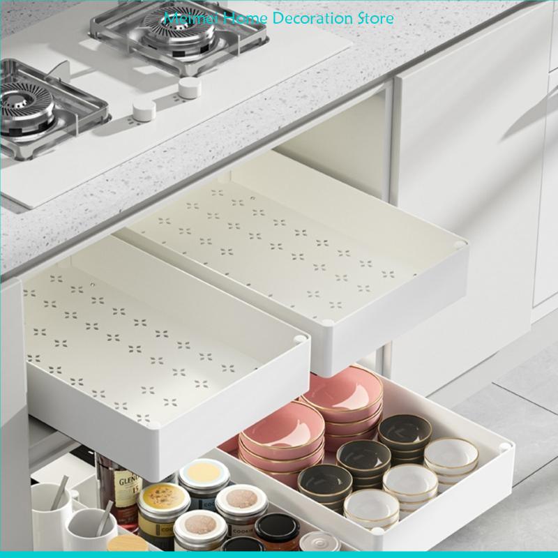 H7BF Cabinet Storage Organizers with Pull Out Drawers Versatile Pull Out Kitchen Drawer Organizers Cabinets Dishes Holder