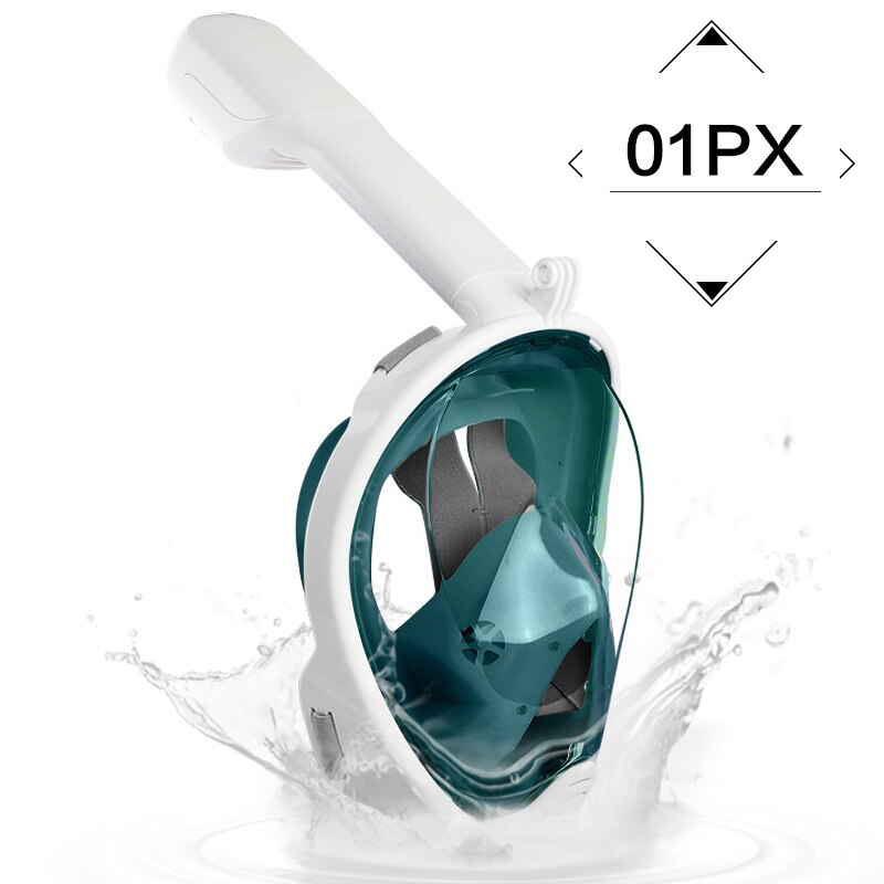 2020Diving mask full face Double tube Snorkeling mask dry skin dive Kids & Adult Underwater swimming scuba Anti-fog Snorkel Mask: 01PX 01