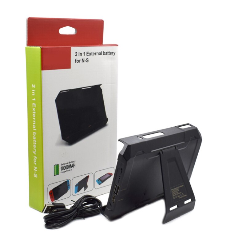 2 in 1 External Charger Case for Nintendo Switch Gamepad 10000mAh Battery Charging Stand Power Bank Backup Holder+Charging Cabl