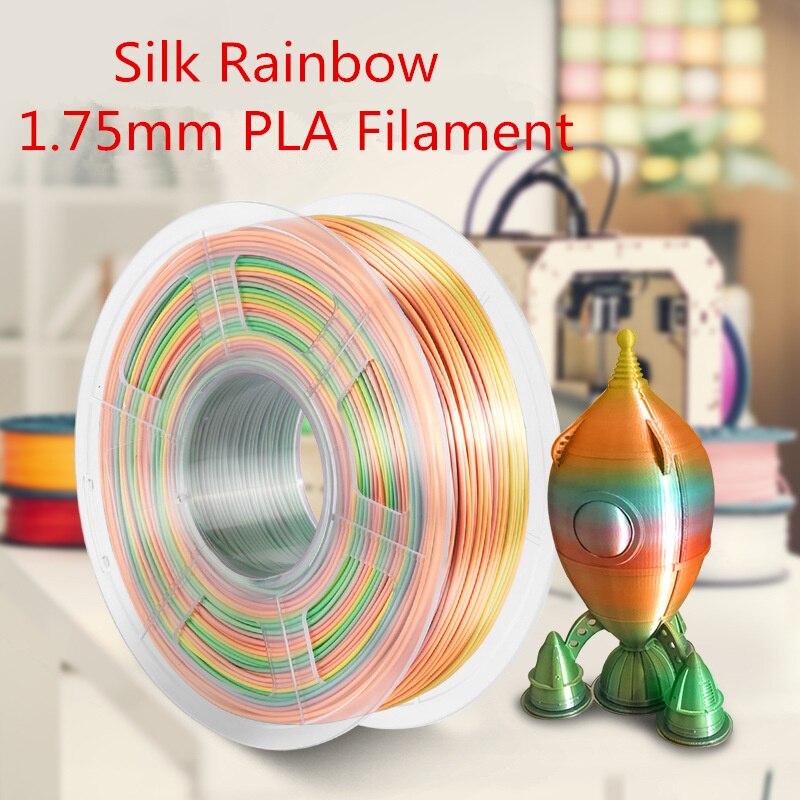 3D PLA Silk Rainbow Filament 1KG/500G/250G 1.75mm 3D Printer Filaments pla Rainbow Shiny Color Silk Texture Printing Materials