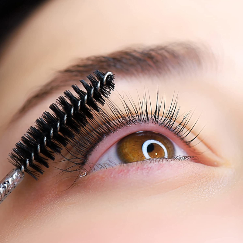 50Pcs/Bottle Disposable Eyelash Extension Mascara Wand Glitter Micro Lash Brushes Spoolie WithContainer Case