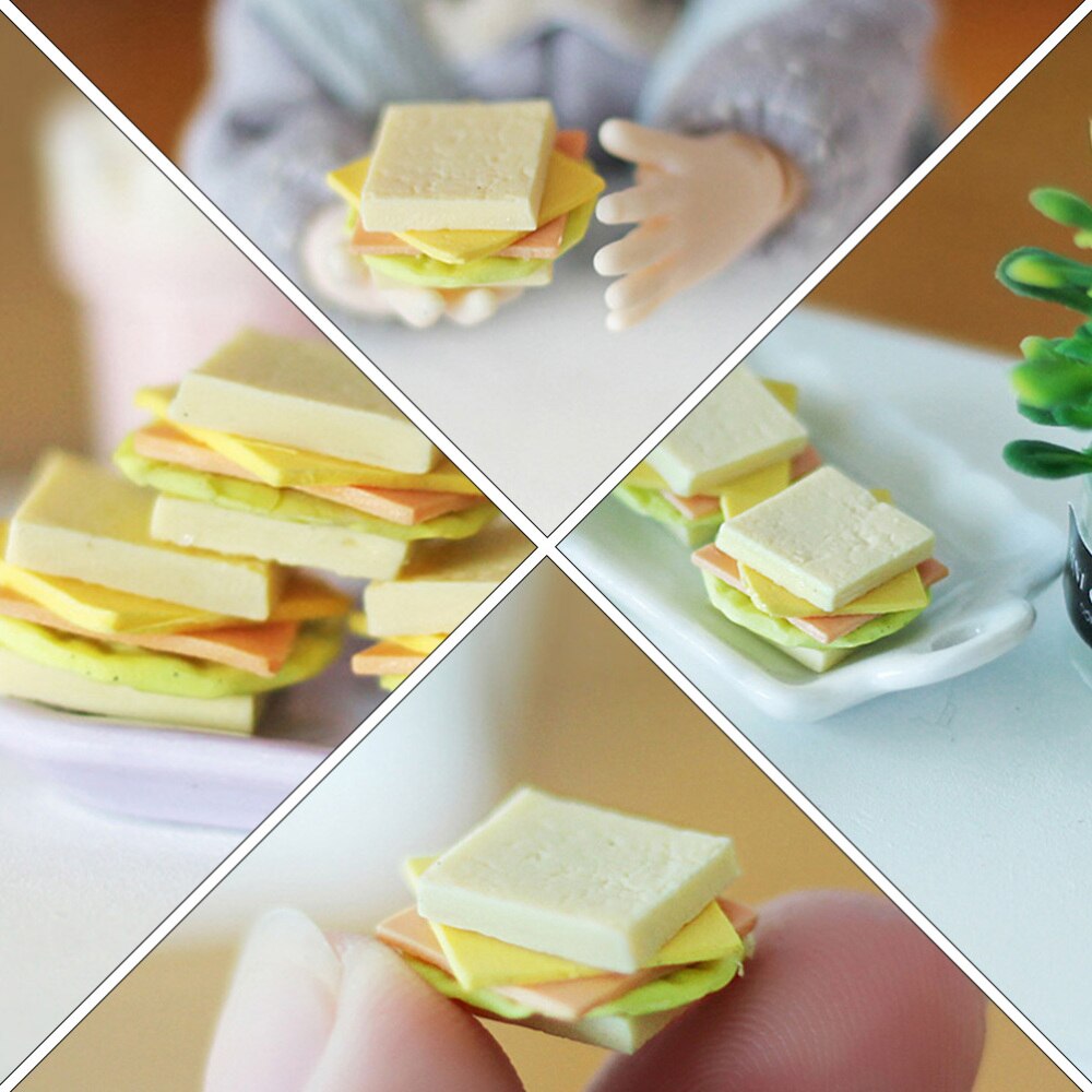 3 Pcs Chic Lovely Sandwich Ornaments Simulation Sandwich Decors Mini Accessories Food Shape Ornaments for Home Kids