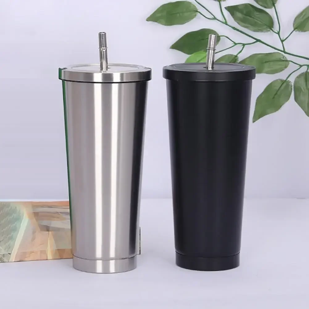 500 750ml Straw Cup With Lid Coffee Reusable Plastic Tumbler Frosted Mug Water Bottle Drinkware Portable Large Capacity Milk Tea