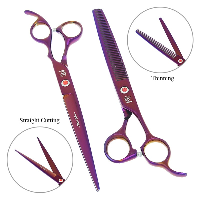 8" Pet Scissors for Dog Grooming Japan 440C Pet Cutting Shears Animal Trimming Thinning Tijeras Curved Shear B0045A