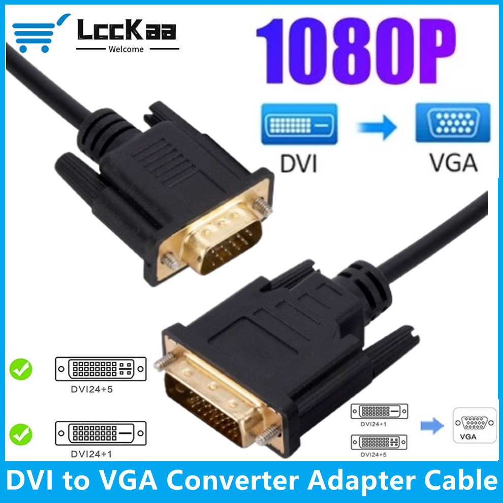 LccKaa DVI till VGA-adapterkabel - 1080P DVI 24+1-omvandlare för Dator Skärm