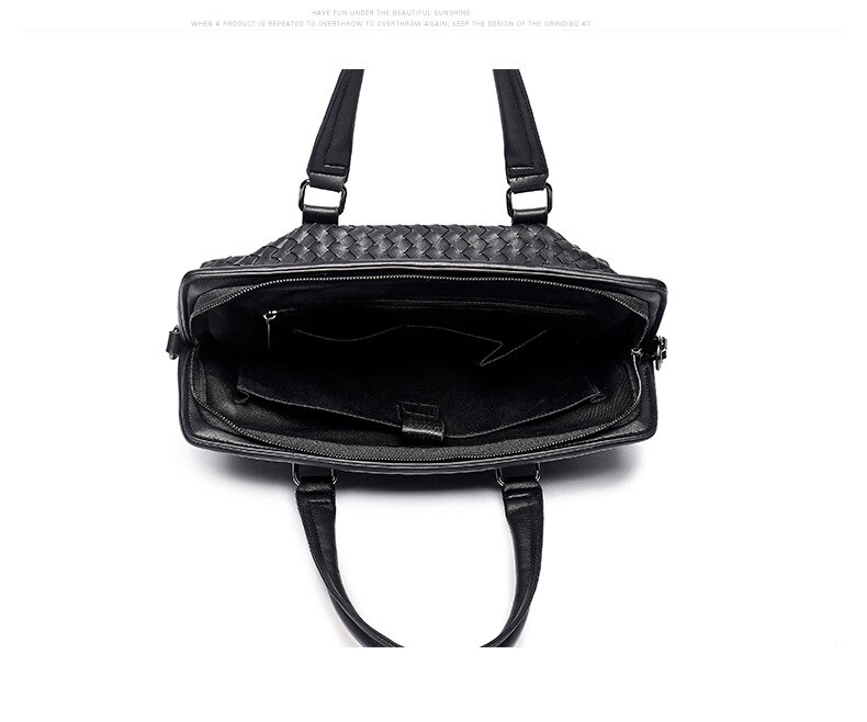Brand Men's Handbag Leather Handmade Woven Breifcases Large Capacity Laptop Shoulder Bags for Men A4 Documents Tote Man