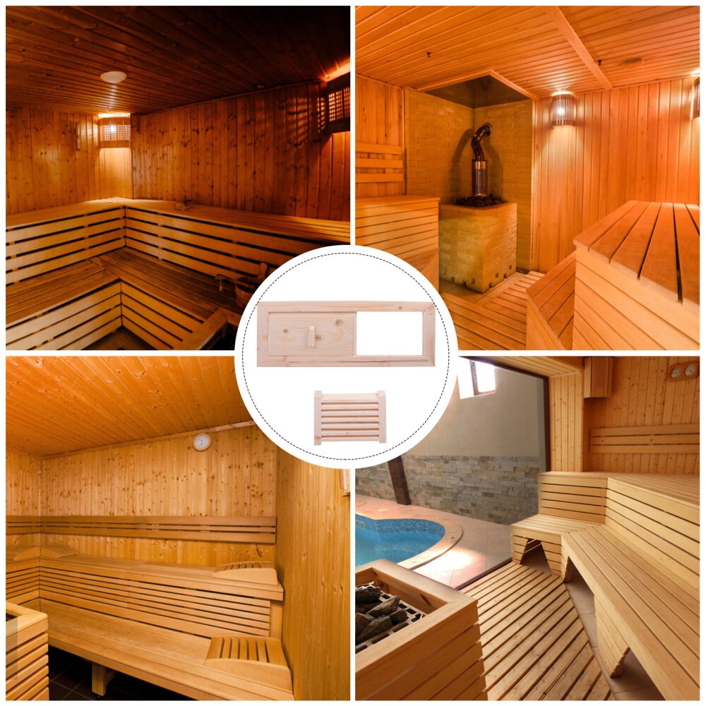 1 sæt sauna rum lukker vindue praktisk cedertræ sauna luft udluftning glidende gitter
