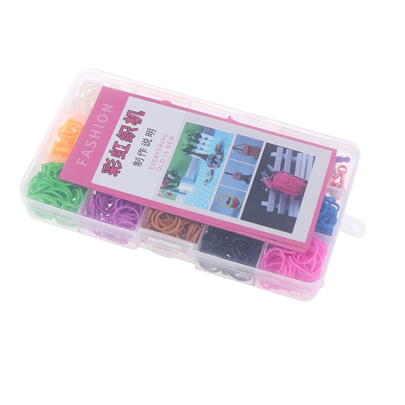 600Pcs/Box Rubber Loom Bands Girl Elastic Band for DIY Weaving Lacing Bracelet Set