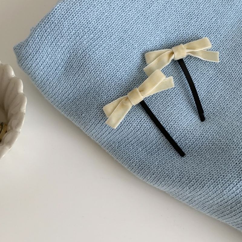 Paquete de 2 pinzas para el pelo con lazo de terciopelo negro para niña, diademas para niña, pasadores, bandas elásticas para el cabello para mujer: Negro
