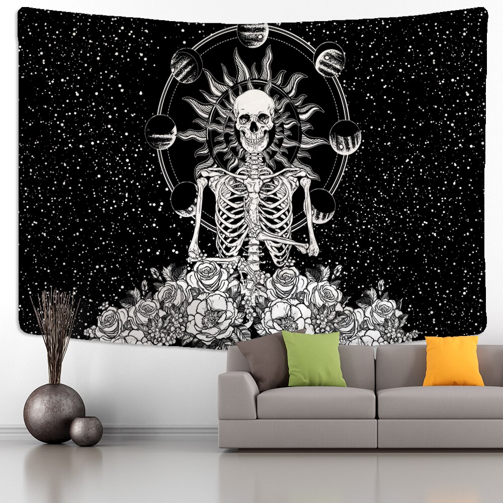 Skelett sternenklar Himmel Wandteppich Hängen Sterne Magie Astrologie psychedelisch Polyester Teppich Böhmischen Stil Dekor