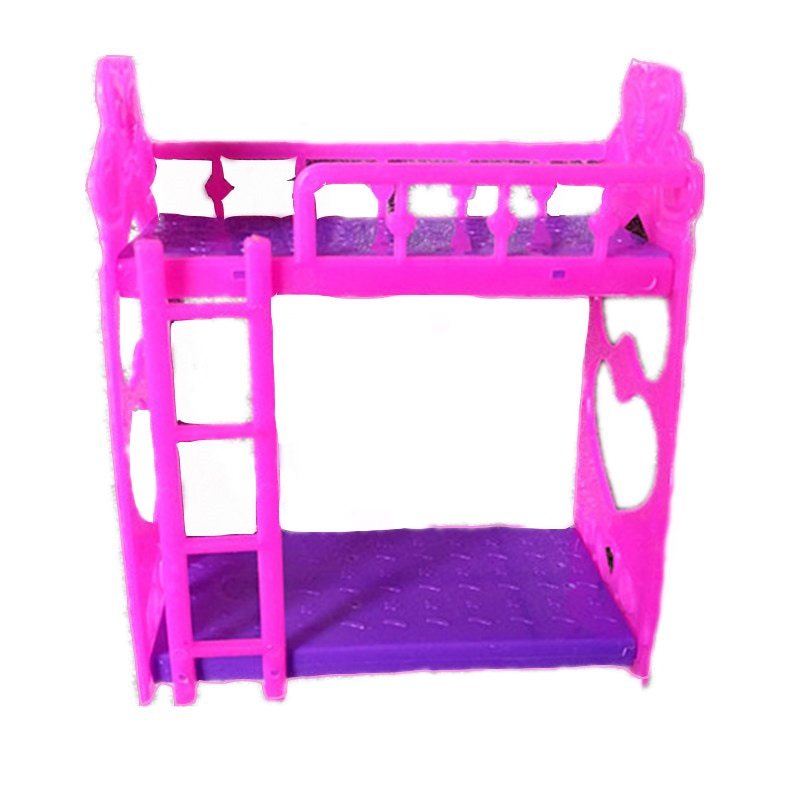 Plastic Dubbele Bed Frame Voor Pop Slaapkamer Poppenhuis Accessoires En Meubels Accessoires Paars Roze Of Roze