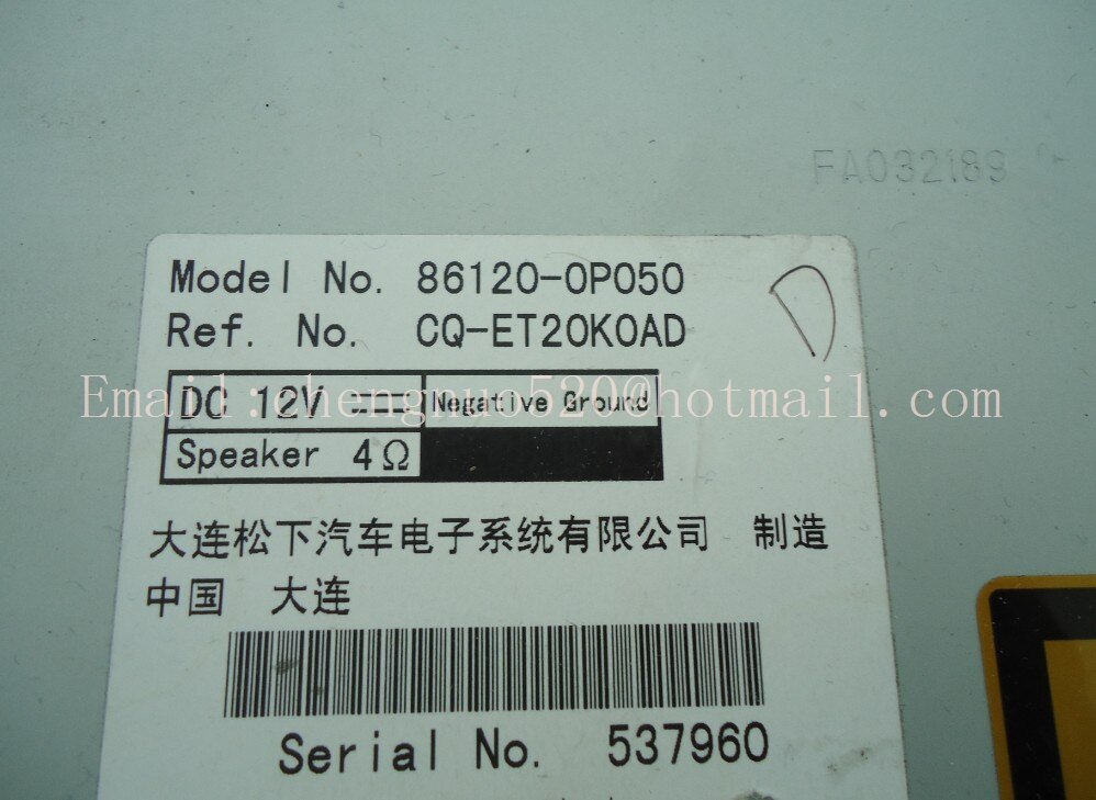 Original Matsushita 6-Disc CD changer for Toyota Mark X car radio audio 86120-0P050 MP3 WMA AUX Tuner sound system