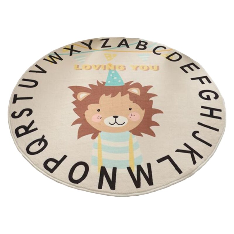 Tapis de jeu rond imprimé Animal de dessin animé pour bébé, tapis de sol pour chambre d'enfants: plum