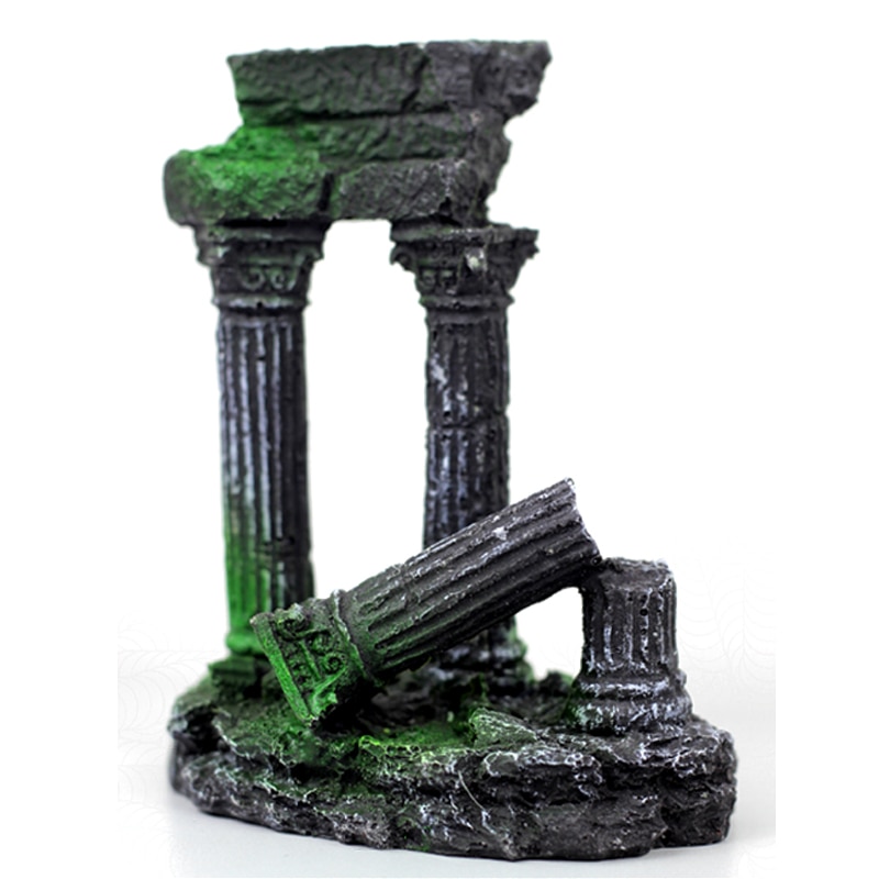 Colonne romaine de Temple grec, ruines de décoration d'aquarium, reste aquatique, 12x7x14cm