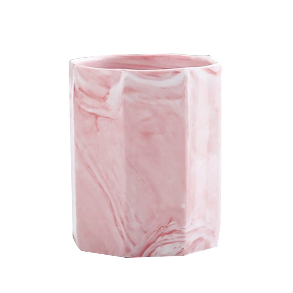 Ceramic Makeup Storage Saving Space Box Cosmetic Make-up Brush Storage Box Jar Pen Holder Desktop Organizer Cosmetic Organizer: Pink