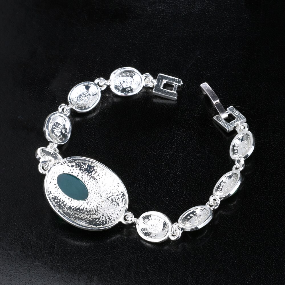 Kinel pulseiras femininas modernas, pulseiras vermelhas para mulheres charme cor prata cinza cristal grande oval pedra principal boêmio jóias