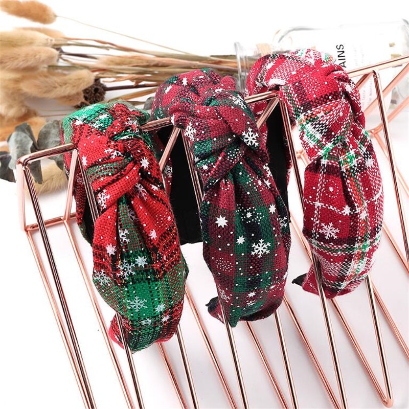 Europese stoffen haarbanden voor vrouwen, kerstfeest stoffen hoofdband, strik knoop haaraccessoires, gezichtswas haarband