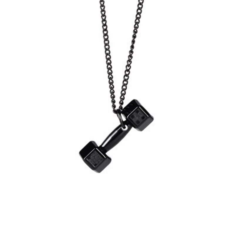 Gloves Pendant Necklaces Barbell Dumbbell Classic Charm Sporty Style Long Chain Necklaces For Male Men Fitness Enthusiast: M022 Black