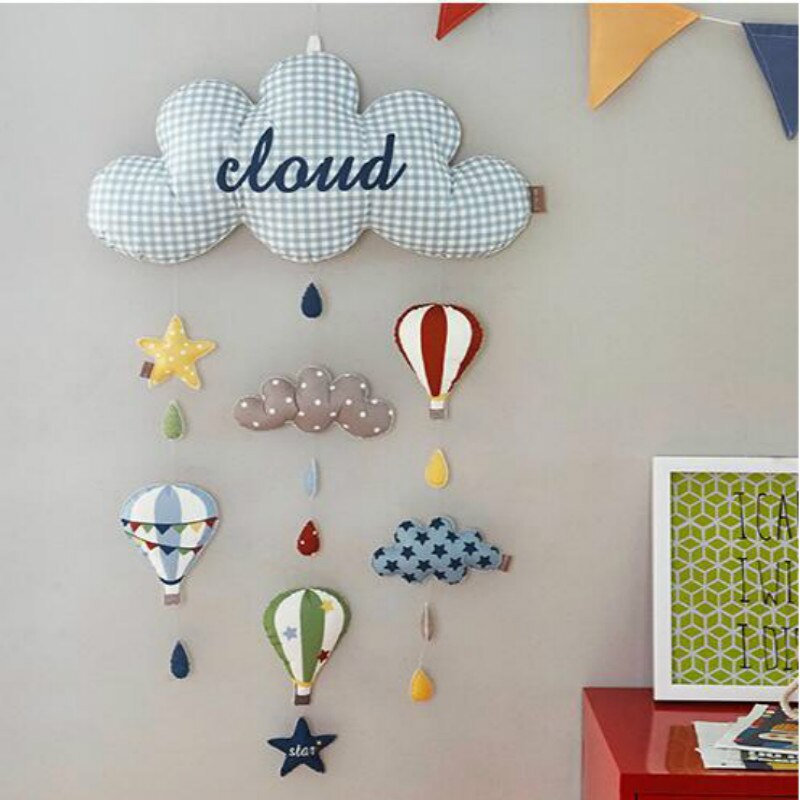 Cloud Balloon Star Rocket Wall Decoration Rattles Crib Mobiles Toy Holder Rotating Mobile Bed Bell Toddler Toys Infant Toys