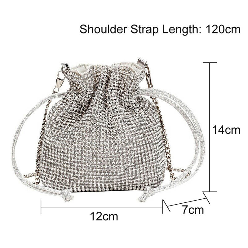 Shinny Rhinestone Decor Mini Handbag Chain Shoulder Bag Crossbody Bag For Women