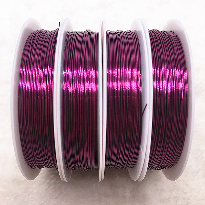 Hurtownie 0.3/0.4mm kolorowe miedziane druty żyłka do nawlekania koralików do tworzenia biżuterii DIY bransoletka: purple / 0.3mm(17m)