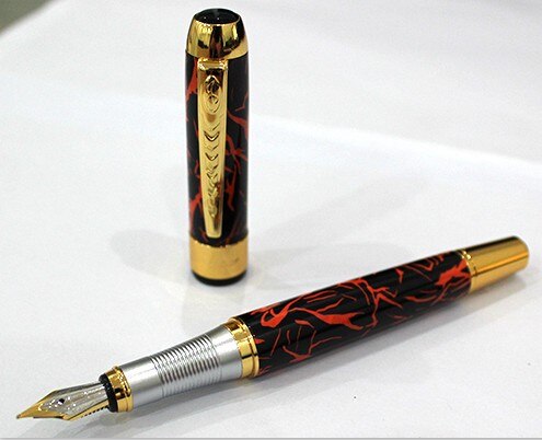 Silver Fountain Pen JINHAO 250 F Nib Silver Trim Removable Ink Converter: 02