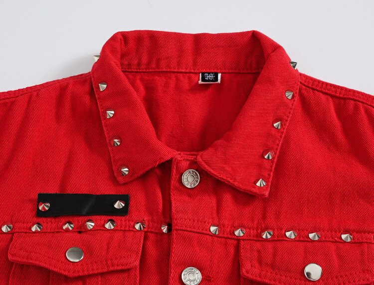 Dimusi høst herrevest vintage denim jeans vest mannlig rød revit ermeløse jakker menn retor hull jeans vester klær 5xl