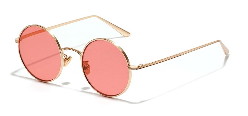 Peekaboo circular sunglasses women retro vintage silver gold metal frame clear yellow red round sun glasses for men uv400: clear red