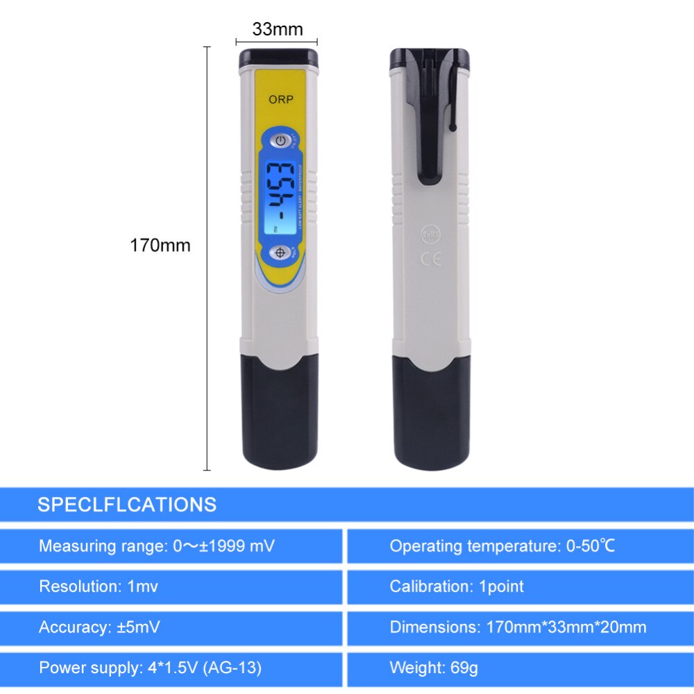 Portable Digital Water Analyzer Negative Potential Test Pen ORP Meter Water Tester Redox Test Pen