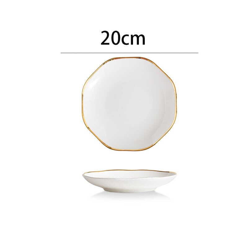 Northern Europe Ceramic Plate Hotel Desktop Golden Stroke Spaghetti Plates Home Western Steak Dish Modern Kitchen Tableware: B-large