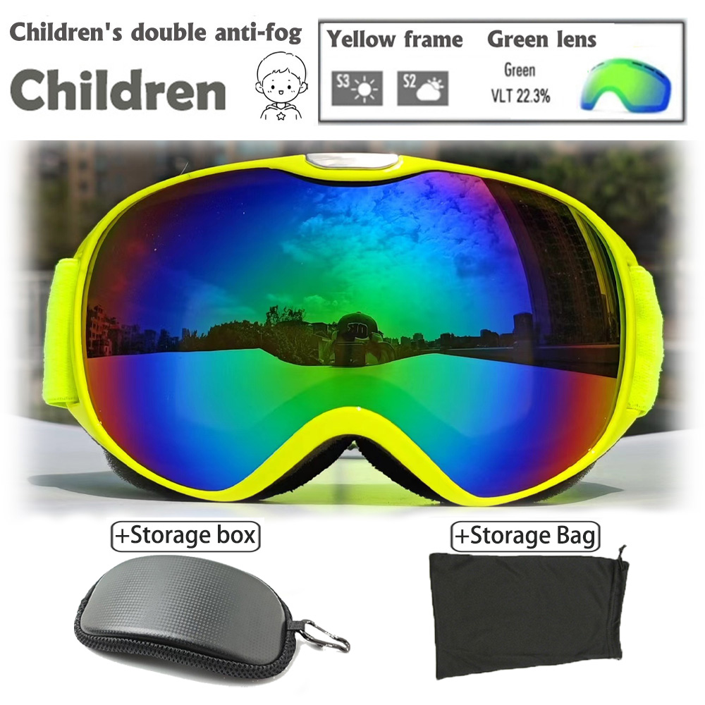Ski Glasses Kids 4-14 Years Old Double Layer Anti Fog Windbreak Safety Glasses UV400 All Day Skiing Glasses Winter Anti-Glare: MULTI