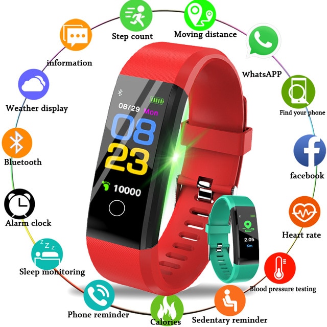 115plus Smart Uhr Männer Frauen Herz Rate Monitor Blutdruck Fitness Tracker Smartwatch Sport Uhr für ios android + BOX