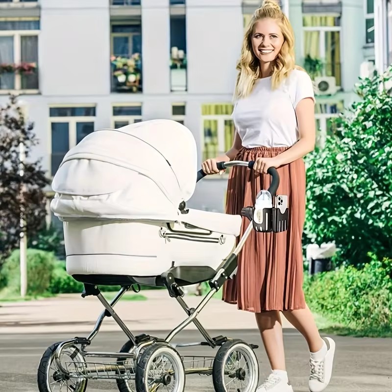 2-in-1 universele kinderwagen bekerhouder met telefoonhouder, universele fleshouder voor rolstoel kinderwagenaccessoires
