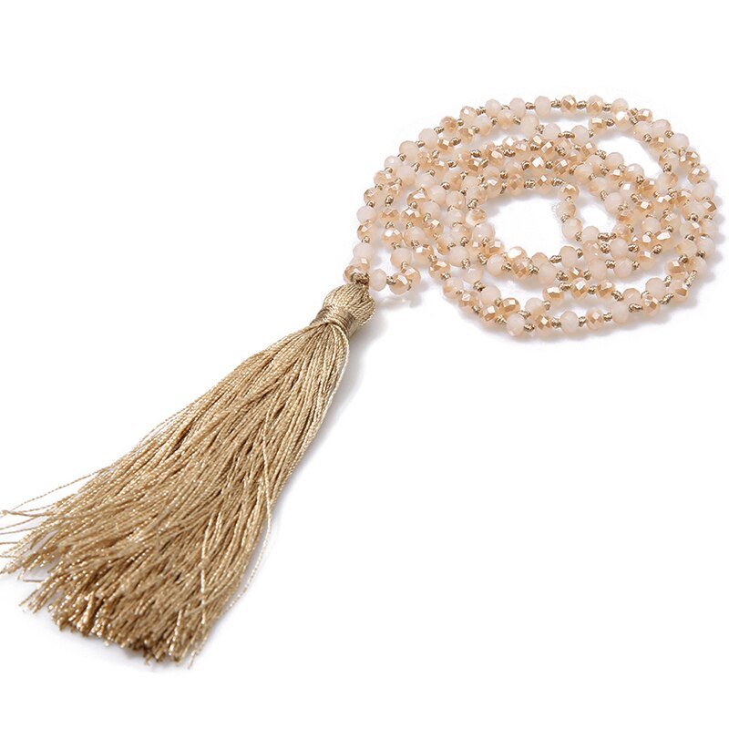 Boho Long Fringe Tassel Necklaces Women Glass Beads Crystal Statement Collar Bohemian Jewelry: 4