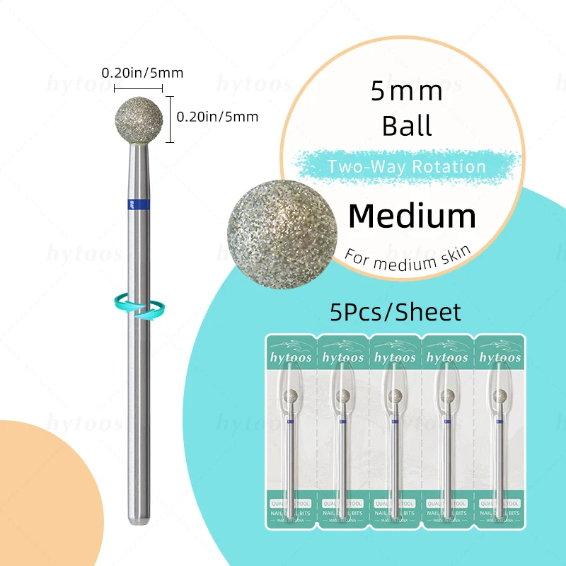 HYTOOS 5 unids/set brocas de diamante para uñas rusa cutícula limpia broca de uñas seguridad debajo del limpiador de uñas para piel muerta: Azul