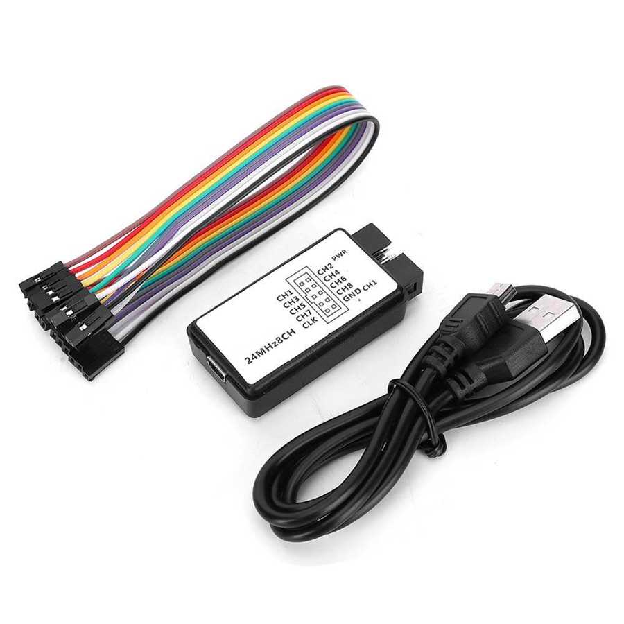 USB Logic Analyzer Device Set Mini Digital Pocket Size Logic Analyzer Equipment 8 Channel Input Memory 24MHz