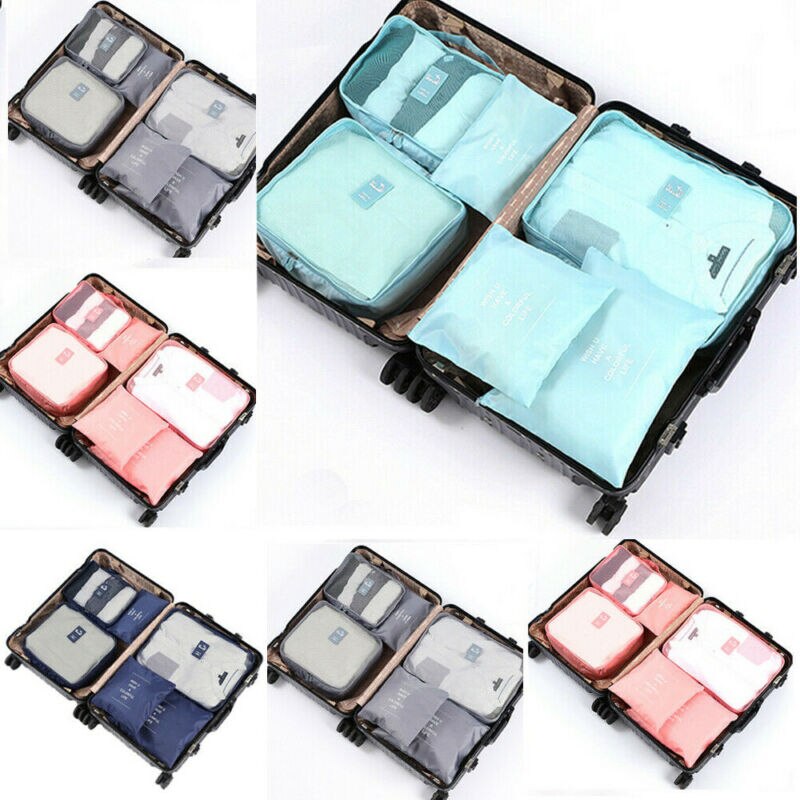 6 pièces/ensemble sac de rangement | Ensemble de sac de rangement de voyage, sac de rangement pour vêtements, boîte de valise pochette, organisateur, conteneur Portable, sacs étanches