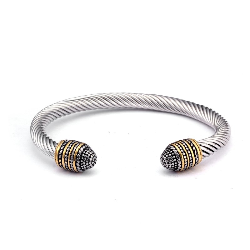 Vintage Stainless Steel Sporty Men Male Charm Bracelets Bangles Trendy Snake Chain Braided Open Cuff Bangles