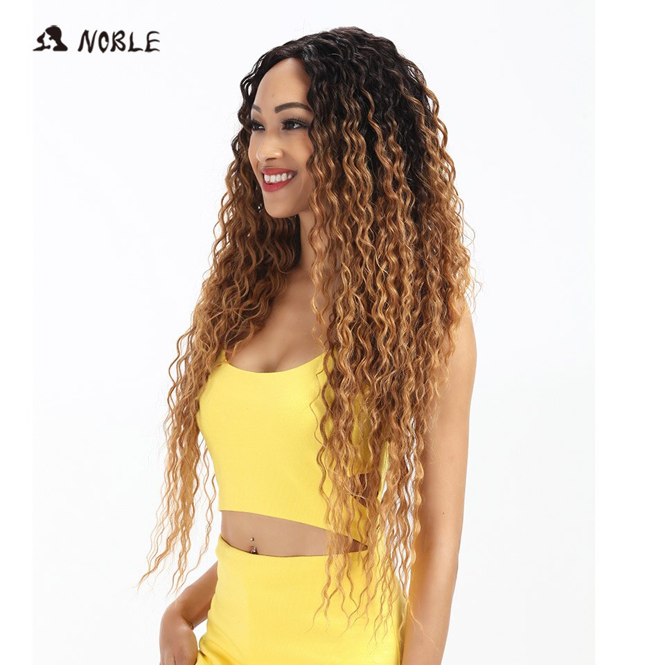 Noble Synthetic Lace Wig Long Wavy Hair 30 Inch Ombre Blonde Wigs For Black Women Blonde Wig Hair Synthetic Lace Wig