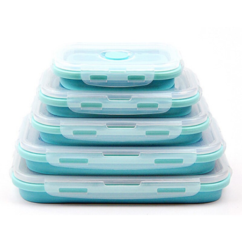 1pc Collapsible Silicone Food Lunch Box Dinnerware Foldable Fruit Salad Storage Food Box Container Tableware BPA Free