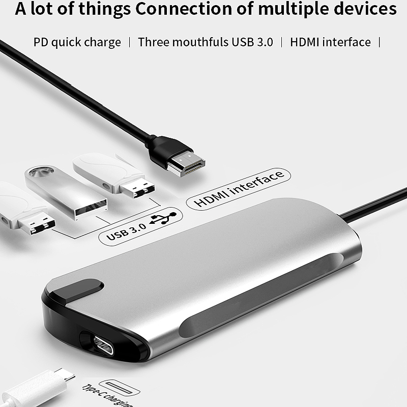 5-In-1 Usb Hub Naar Type C Data Hub Met 5-Port Usb 3.0 Hdmi Reader USB-C Pd Opladen 4K Display Voor Mac Boeken Notebooks Telefoon